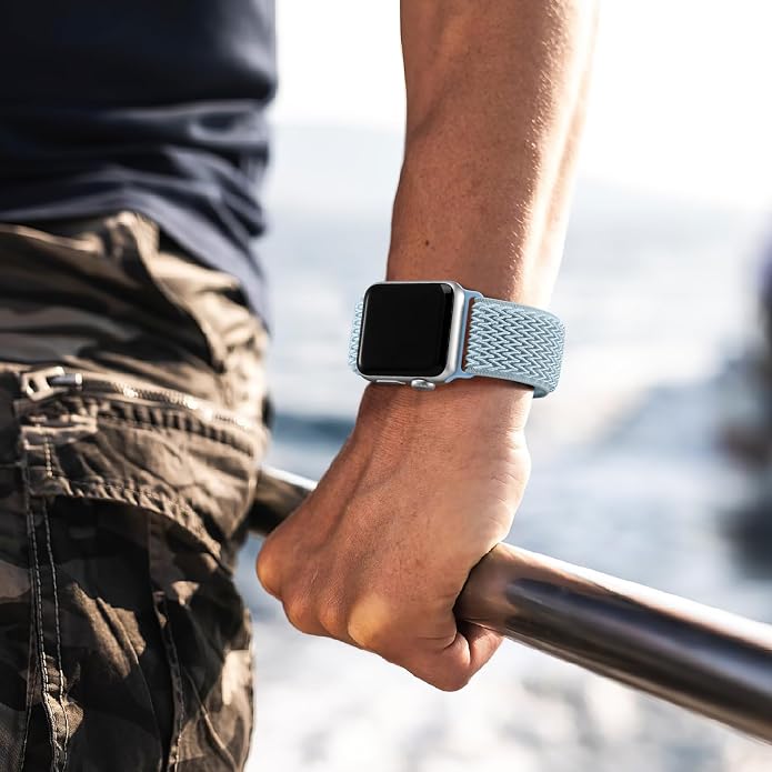 Lerobo Stretchy Nylon Solo Loop Band, Compatible with Apple Watch Series 11 10 9 8 7 6 5 4 3 SE3/2/1 Ultra3/2/1, Adjustable Strap for iwatch Band 44mm 45mm 46mm 49mm 42mm 40mm 41mm 38mm for Women Men