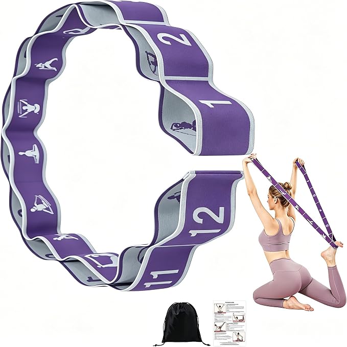 Fabric Exercise Straps, Number Stretch Resistance Bands with 10/12 Loops | Stretching Strap for Exercise, Physical Therapy, Rehab & Flexibility, Home Gym Equipment for Yoga, Pilates, Dance, Gymnastics
