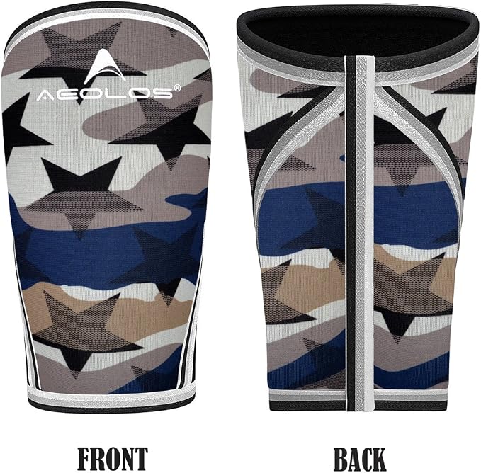 AEOLOS Knee Sleeves (1 Pair)，7mm Compression Knee Braces for Heavy-Lifting,Squats,Gym and Other Sports(Small,Star Camo)