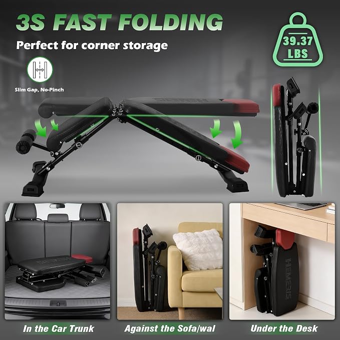 Adjustable FID Weight Bench for Home Gym | Bench press Set with 8-Level Barbell Rack, Flat/Incline/Decline Full Body weight benches for home gym