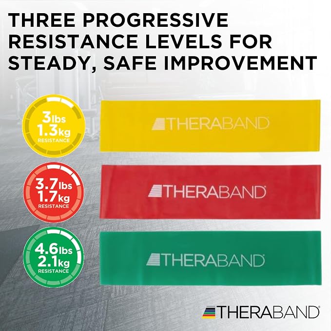 THERABAND Resistance Bands Set, Elastic Bands for Exercise & Physical Therapy, Strength Training for Upper & Lower Body Fitness