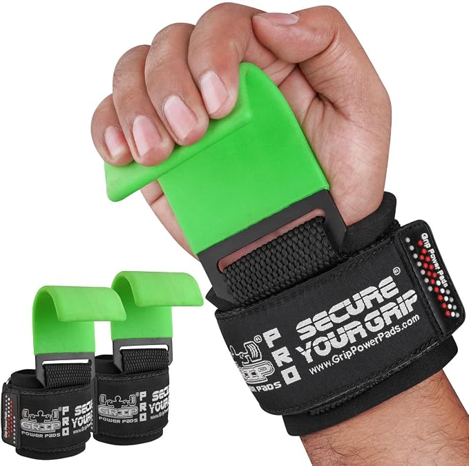 Weight Lifting Rod Hooks Heavy Duty Wrist Wraps Power Weight Lifting Training Gym Grips Straps Set of 2