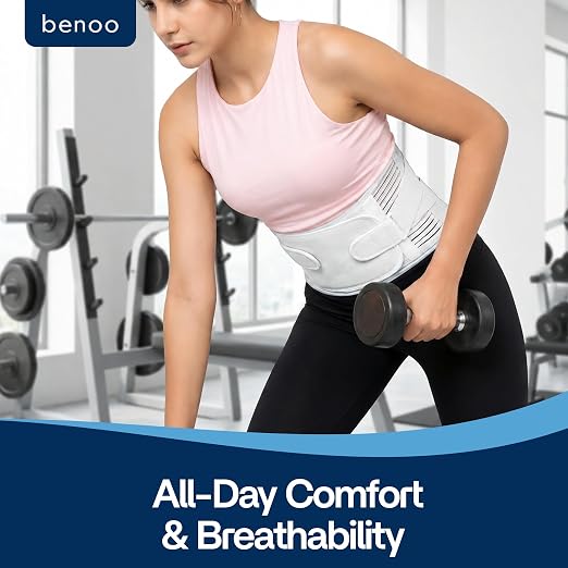 benoo Back Brace Belt, Men & Women Lower Back Pain Relief (Medium 33-37.9") | Sciatica Lumbar Support Belt, Adjustable Back Support Brace for Work & Daily Use, All-Day Comfort & Heavy-Duty Compression