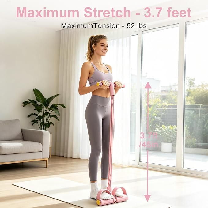 Pedal Resistance Band with Handle, 6-Tubes Tesistance Bands with Handles, Natural Rubber Foot Pedal Resistance Band, Multifunctional Exercise Bands for Abdomen, Waist, Leg, Arm