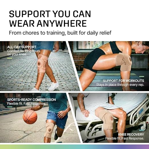 Modvel Knee Brace with Side Stabilizers & Patella Gel Pads for Pain Relief and Joint Support Breathable, Non-Slip Compression Sleeve for Men & Women, Arthritis, Meniscus, ACL Recovery