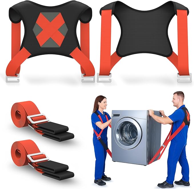 NOCOEX 2-Person Moving Straps for Lifting - Moving Straps with Back Support for 2 Movers - Shoulder Lifting System for Move & Carrying Furniture Appliances Mattresses Heavy Objects Up to 880lbs