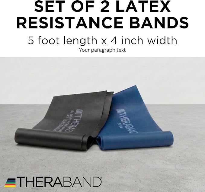 THERABAND Resistance Bands Set, Elastic Bands for Exercise & Physical Therapy, Strength Training for Upper & Lower Body Fitness