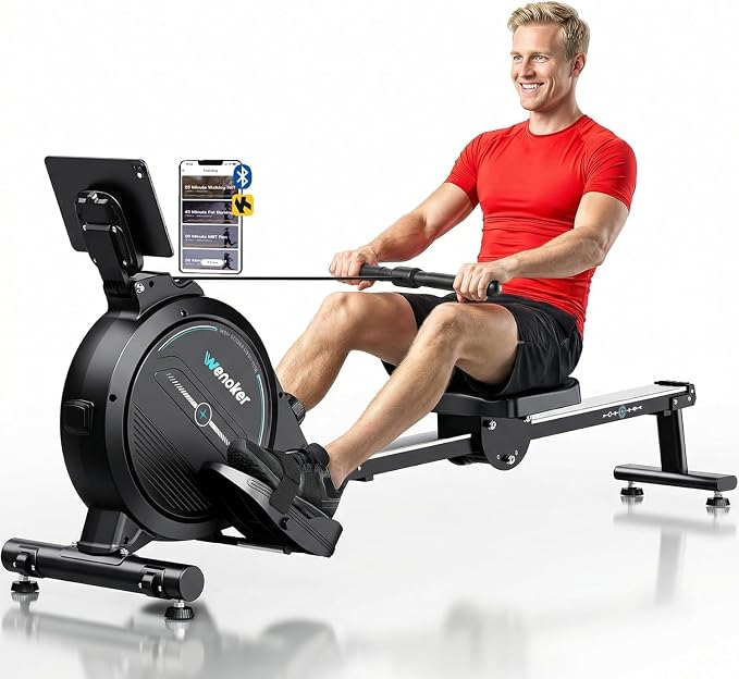 Wenoker Rowing Machine for Home, Magnetic Rower Machine, 350 LB Weight Capacity, 16-Level Silent Resistance Row Machine for Gym Exercise