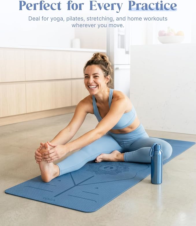 ROMIX Pro Yoga Mat Thick 6mm (1/4 inch), 72"L x 24"W Non-Slip Workout Mat with Alignment Lines, Large Yoga Mats for Women Men With Carry Bag, Exercise Mats for Home Workout Training Equipment