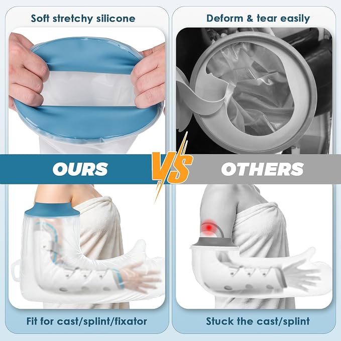 Waterproof Cast Covers for Shower Arm Adult, Reusable Full Arm Post Surgery | Soft Cast Protector Showering Sleeve Cast Bag for Wounded Hand Wrist Elbow Finger Care, Recovery Supplies Gifts