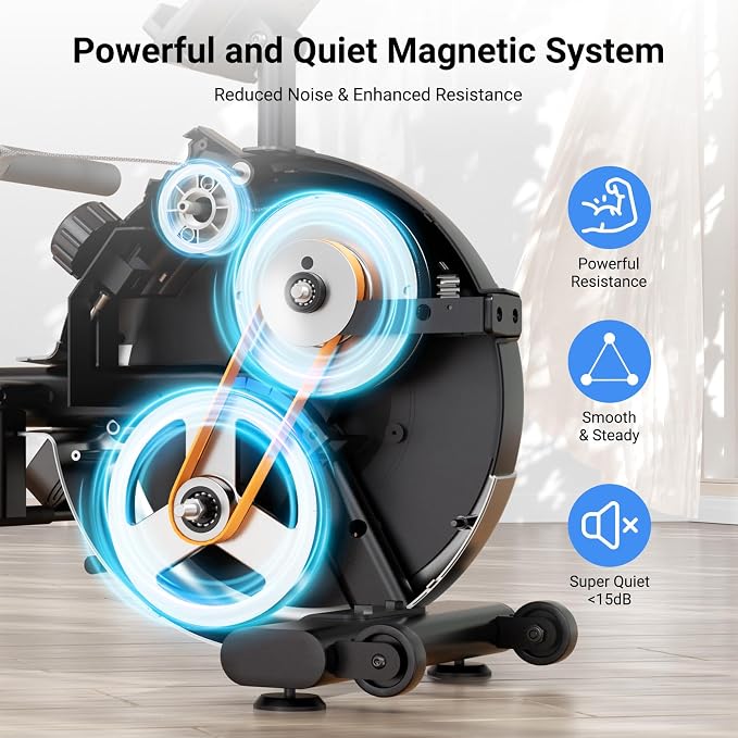 Dripex Rowing Machines for Home, Upgraded Rowing Machine Magnetic Rower, Max 360 LBS, 16 Levels of Workout Resistance, Dual Slide Rail, App Compatible, LCD Monitor, Row Machine for Gym Exercise