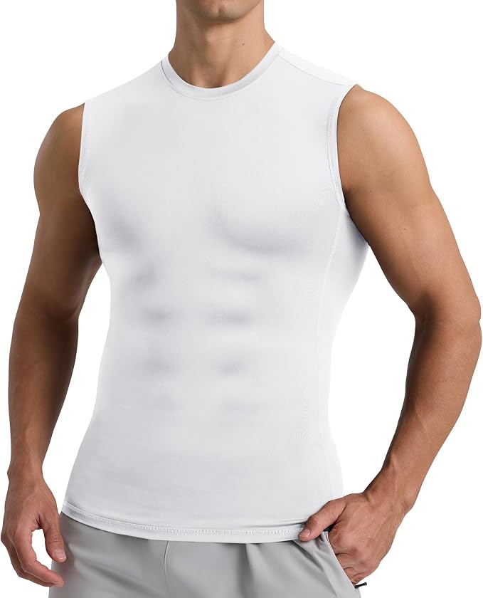 Compression Shirt Men - Sleeveless Tank Top Base Layer Gym Workout Running | 1 Pack Athletic Quick Dry Lightweight Soft Undershirts Uderwear Muscle Shirts for Exercise Cycling