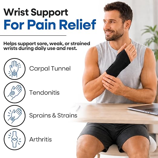 Carpal Tunnel Wrist Brace Night Support - Wrist Splint Arm Stabilizer & Hand Brace for Carpal Tunnel Syndrome Pain Relief Compression Sleeve for Forearm Wrist Tendonitis Pain Treatment (Small, Right)