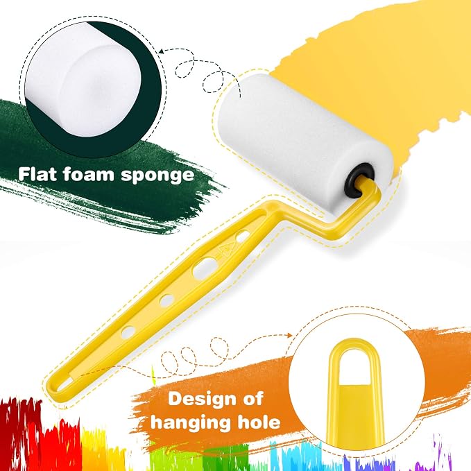 Geiserailie 11 Pcs Foam Paint Roller 3-inch Mini Small Paint Roller Kit Covers with Frame Multipack for Young Artists Painting Tools Painting Furniture Home Wall Ceilings Cabinet Art Craft Supplies