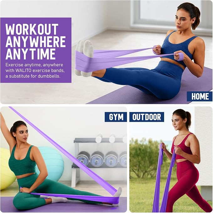 WALITO Resistance Bands for Working Out, Exercise Bands for Women and Men, Workout Bands for Physical Therapy, Stretch, Recovery, Pilates, Rehab, Strength Training and Home Gym