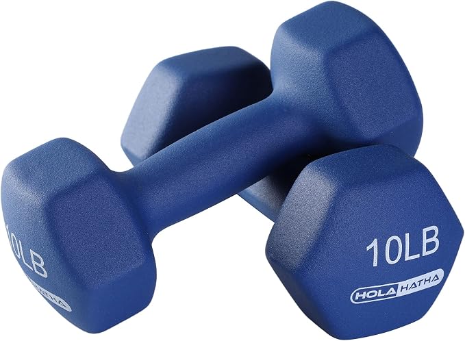 HolaHatha 1, 2 and 3 lb Neoprene Dumbbell Strength Training Weight Set with Rack