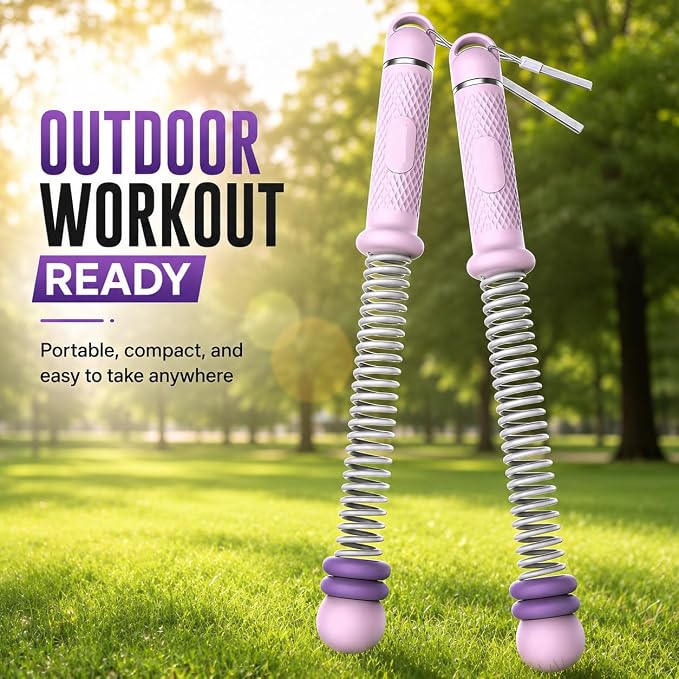 2PCS Weighted Ropeless Battle Ropes for Home Gym, Heavy Duty Arm Exerciser for Strength Training, Portable Battle Rope for Advanced Workouts and Core Muscle Building (Purple)