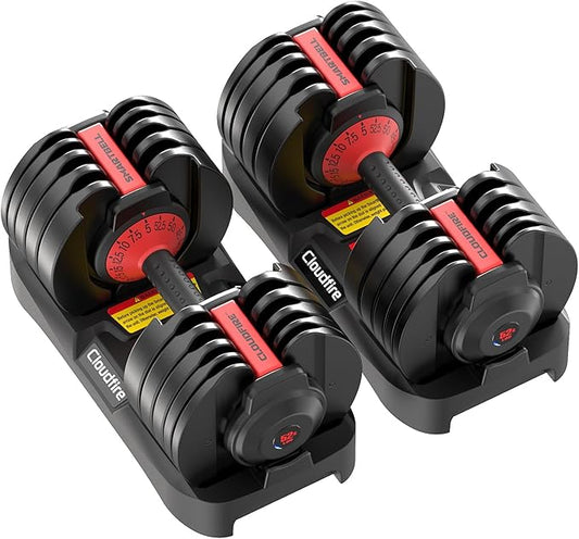 New Upgraded Adjustable Dumbbell Set of 2 (52.5 lbs/25 lbs), 15/9 Weights Dumbbell Set with Safe Locking System, Quick Adjustable Dumbbells For Men and Women Home Gym Workout with Anti-Slip Handle