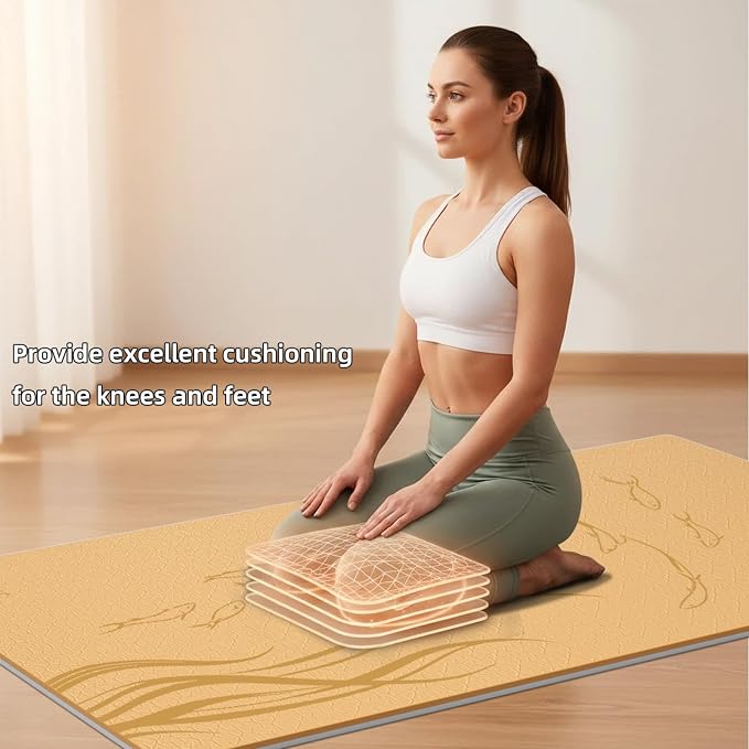 Extra Wide Yoga Mat 76"x40"x10mm TPE Non-Slip Fitness Exercise Mat | Thick 10mm Premium TPE, Extra Large for Pilates, Workout and Home Gym. Ideal for Men and Women