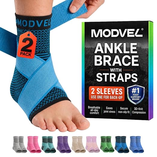 Modvel Foot & Ankle Brace Socks with Adjustable Support Strap – Compression Sleeve for Sprained Ankle, Plantar Fasciitis Relief Tendonitis & Arthritis, Stabilizing Foot & Ankle Support for Women & Men