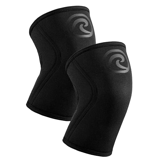 Rehband RX Knee Support for Strength Training & Fitness - 7mm Neoprene Knee Sleeve, Flexible & Non-Slip, Knee Sleeve for Men & Women, Colour:Carbon/Black - 1 Pair, Size:X-Large