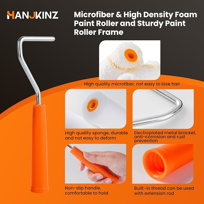 2 Inch 20 Pack Paint Roller Kit with Foam & Microfiber | High-Density Foam Roller and 3/8" Nap Microfiber Covers, Ideal for Touch-Ups On Walls, Doors, Cabinets, and Crafts