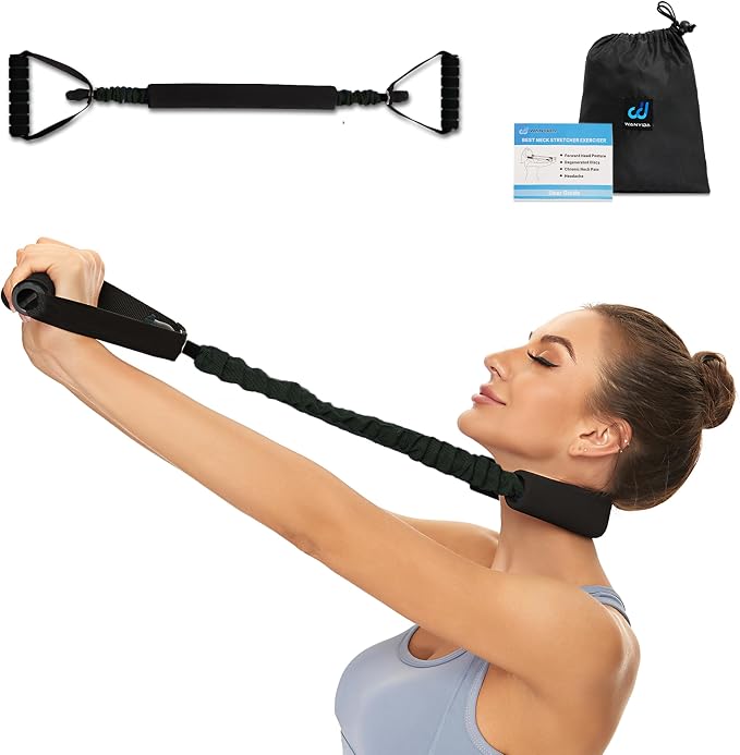 Neck Stretcher Exerciser, FSA/HSA Eligible, Cervical Traction Device for Neck Pain Relief and Spine Alignment. Portable Neck Traction Exerciser for Home/Office, Neck and Shoulder Relaxer Easy to Pull.