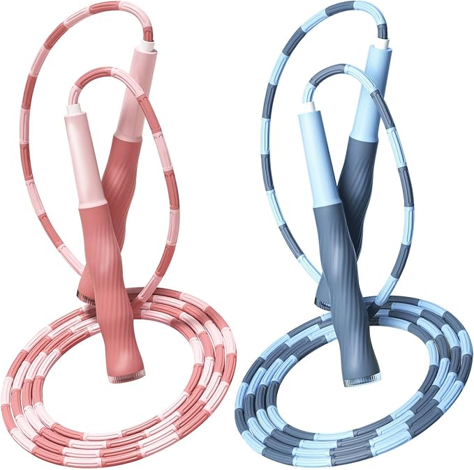 Redify Beaded Jump Rope for Kids,Tangle-Free Segmented Kids Jump Rope with Soft Anti-slip Handles,Adjustable Jumping Rope for Women