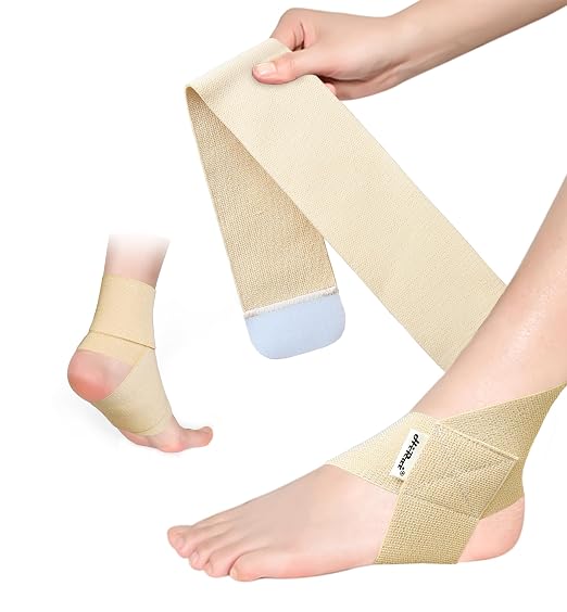 Ankle Support Brace for Men & Women, Adjustable Compression Strap for Sprains, Plantar Fasciitis, Achilles Tendonitis, Running, Workout, Sports – Fits Left & Right Foot (1, Khaki, Small)