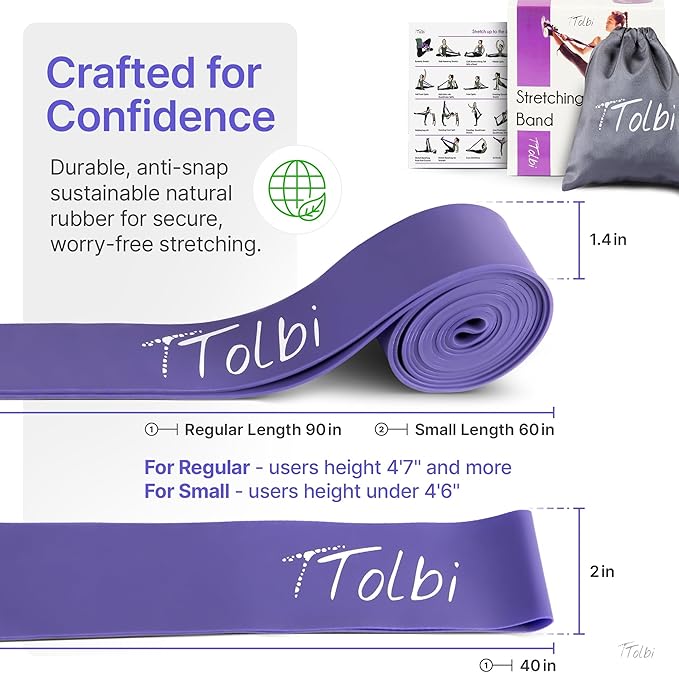 2-Pack Ballet Stretch Bands with Foot Mini Loop, Natural Rubber Dance Bands | Splits and flexibility training for kids, teens and adult dancers, gymnasts and cheerleaders, beginner guide and travel bag