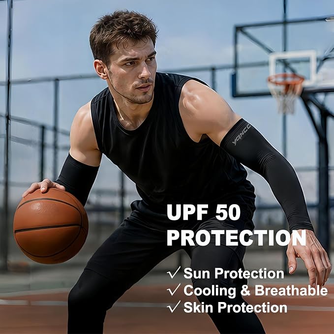 YQXCC Arm Sleeves Cooling UV Sun Protection Sport Compression for Men Women | UPF50, Tattoo Coverage, Lightweight, Breathable, Seamless Cover Arms, Daily Wear, Outdoor Work, Basketball Baseball Golf