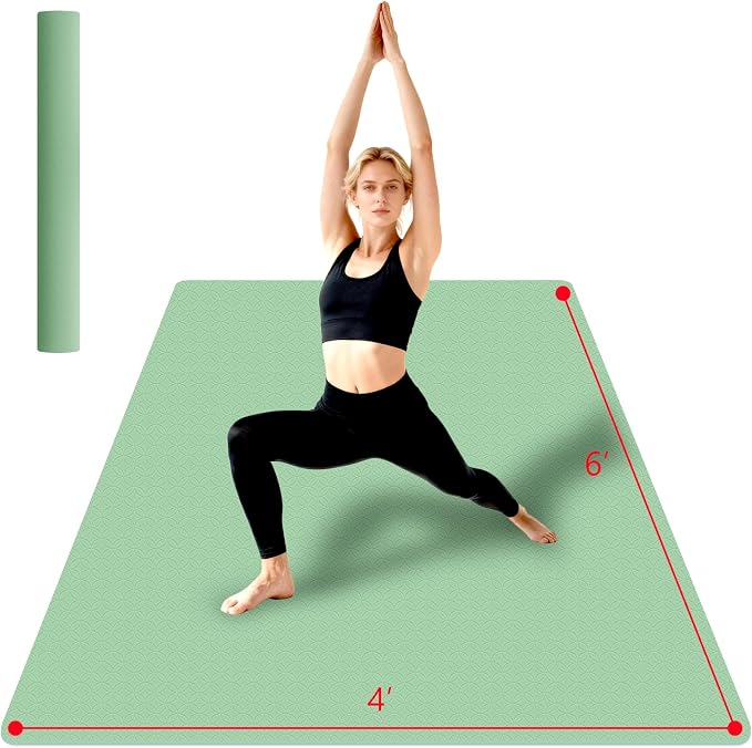 VTORY Extra Large Yoga Mat 6'x 4', (6mm /8mm), Thick Workout Mat | Non-Slip, Durable Exercise Mat for Home , Yoga, Pilates, Stretching