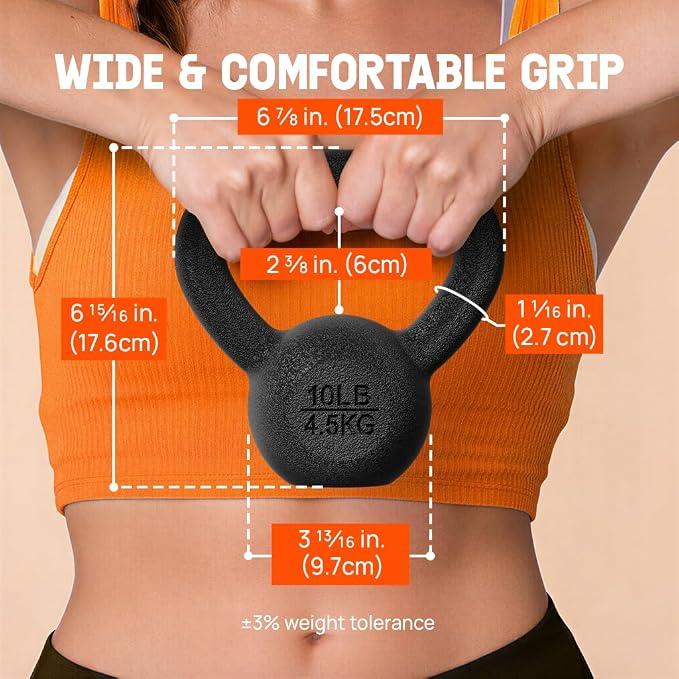 Yes4All Cast Iron Kettlebell, Strength Training Kettlebells 5-80 Lb (5,10,15,20,25,30,35,40,45,50,60,70,80 Lb) for Full Body Workout, Push up, Strength Training - Single & Kettlebell Set of 2 for Men