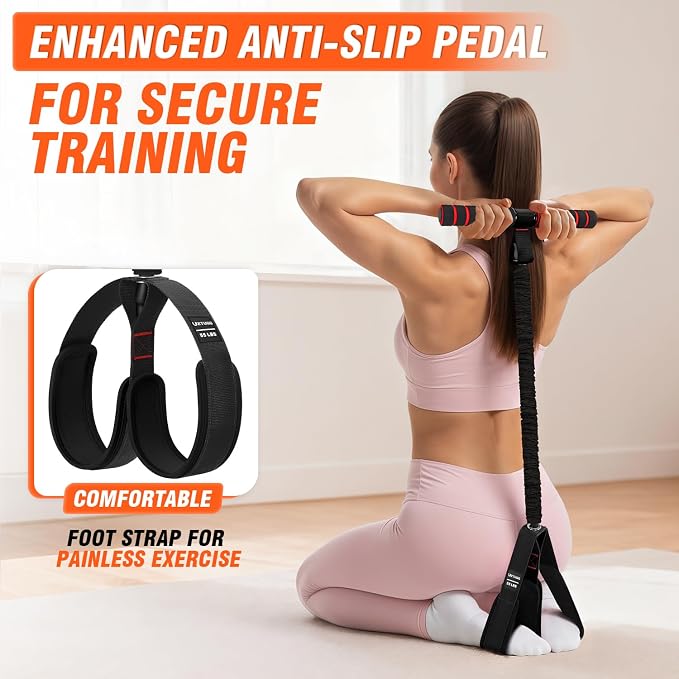 Pedal Resistance Bands with Handles, Upgrade Women Exercise Bands for Full Body Training, Core, ABS, Legs, Glutes, Arms, Pilates, Physical Therapy, Strength, Sit Up Equipment for Home Workout