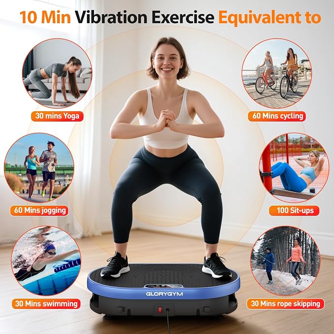 Vibration Plate Exercise Machine for Body Shaker Machine & Weight Loss, Shake Plate with Resistance Bands, 120 Speed Levels, Remote Control, Full Body Workout, Compact Home Gym Equipment