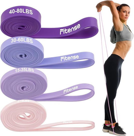 Fitense Resistance Bands Set - Pull Up Bands for Men Women, Exercise Bands Resistance with Door Anchor, Training Poster & Pouch for Body Stretching, Pull Up Assist