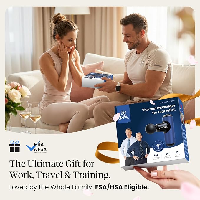 BOB AND BRAD Q2 Mini Massage Gun, Pocket-Sized Deep Tissue Massager, FSA Portable Percussion Muscle Massager Gun, Ultra Small & Quiet Travel Massage Gun for Pain Relief, HSA Eligible
