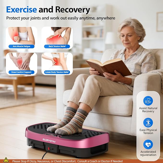 Vibration Plate Exercise Machine for Body Shaker Machine & Weight Loss, Shake Plate with Resistance Bands, 120 Speed Levels, Remote Control, Full Body Workout, Compact Home Gym Equipment