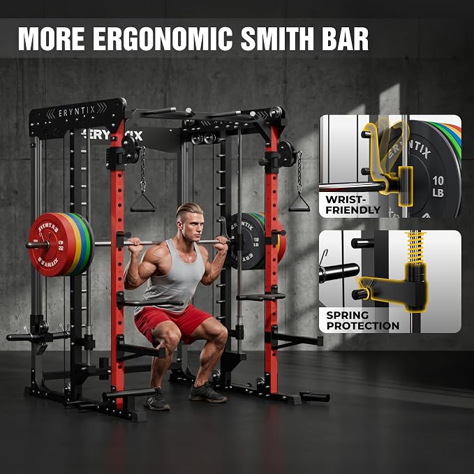 Power Rack, 2600 LBS Capacity Smith Machine for Home Gym Garage, All-in-One Power Cage with Cable Crossover, Heavy-Duty Squat Rack, 84'' Home Gym Equipment