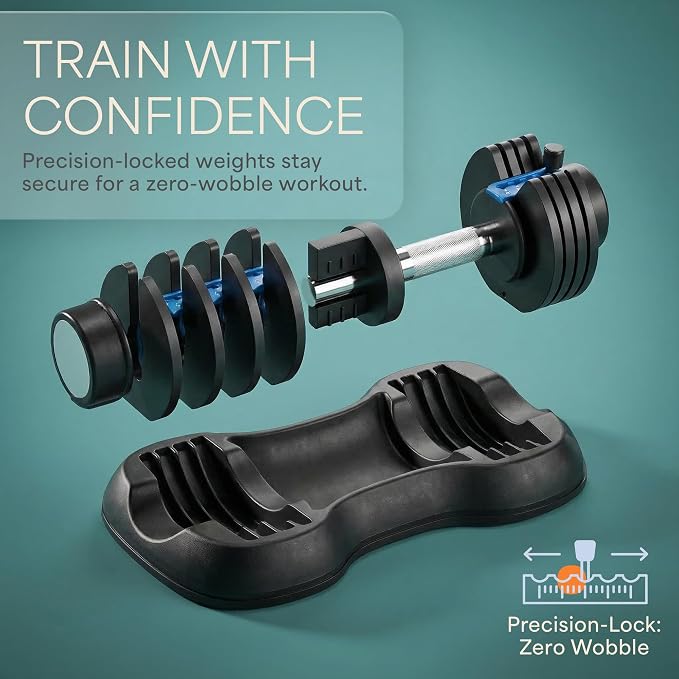 LifePro Adjustable Dumbbells, Single or 2pcs, Up to 55 lbs & 3-in1 option | Quick-change weight system with included rack — available in options from 2.5 to 55 lbs for every fitness level