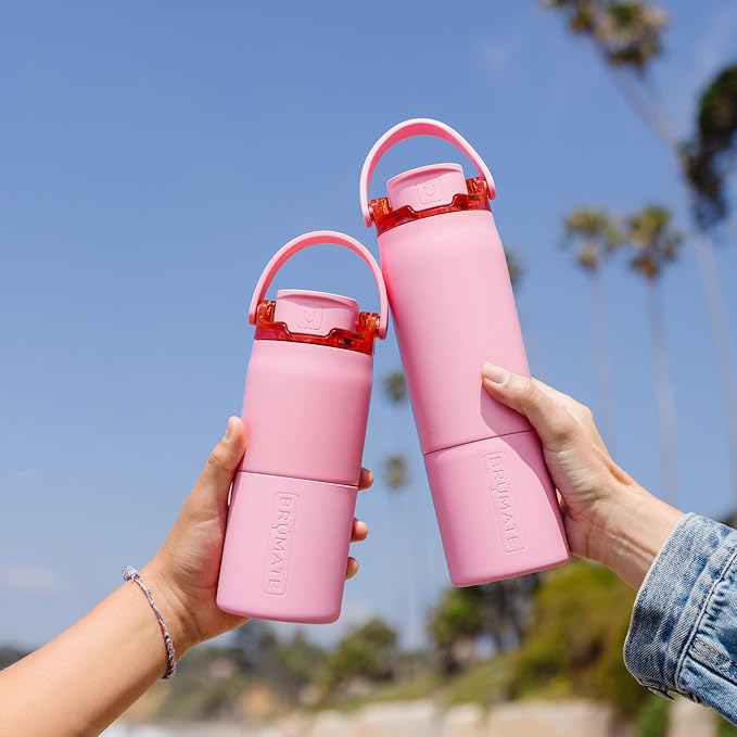 BrüMate Rise 18oz Water Bottle with Covered Silicone Straw | 100% Leakproof Insulated Kids Water Bottle | Cup Holder Friendly Base | 18oz (Blue Agave)