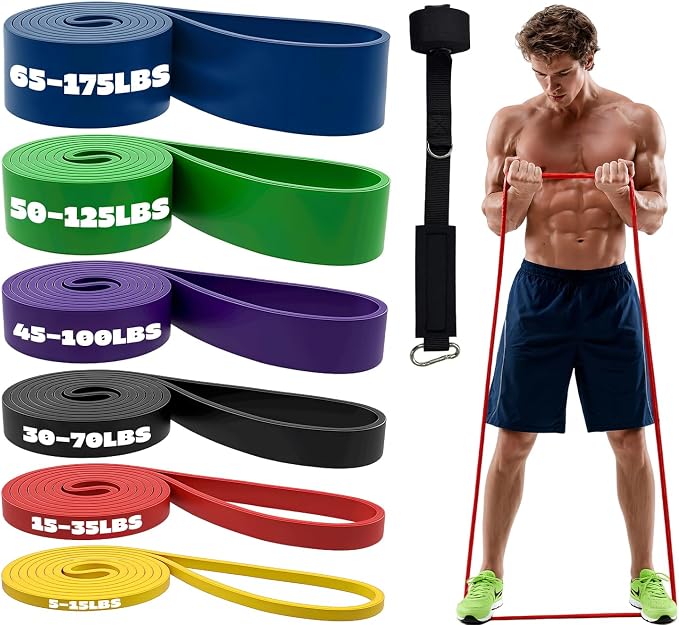 Pull Up Assistance Bands, Heavy Duty Exercise Bands for Working Out | Resistance Bands Set 5-175LBS for Pull Ups,Training & Physical Therapy. Workout Bands for Full Body Stretch & Muscle Recovery