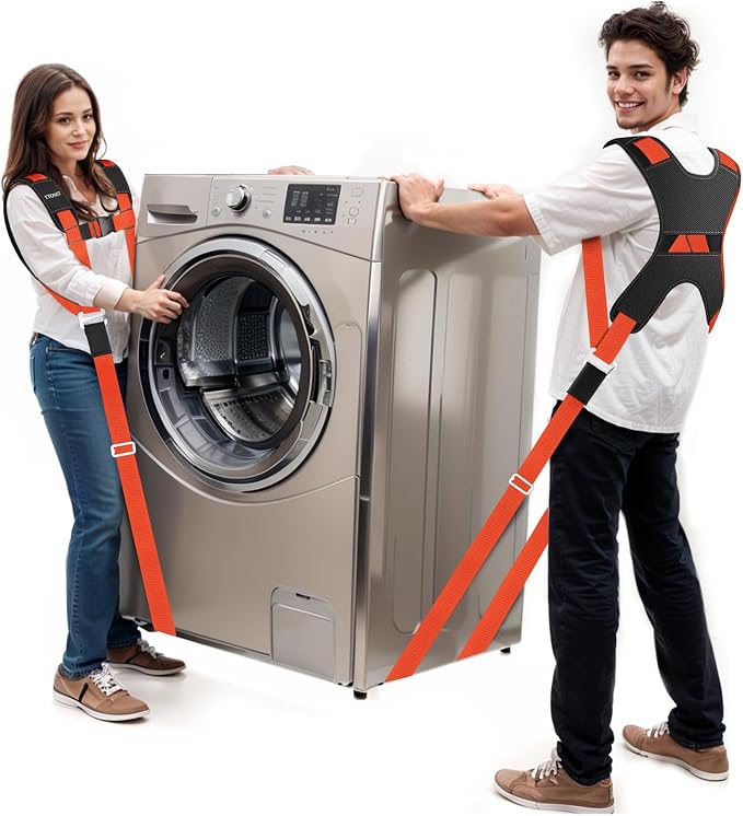 Ytonet Furniture Moving Straps for Lifting with Back Support, Round Sling | 2-Person Lifting and Moving System, Appliance Lifting Straps for Mattress, Heavy Objects up to 800 lbs, 145 IN Long, Orange