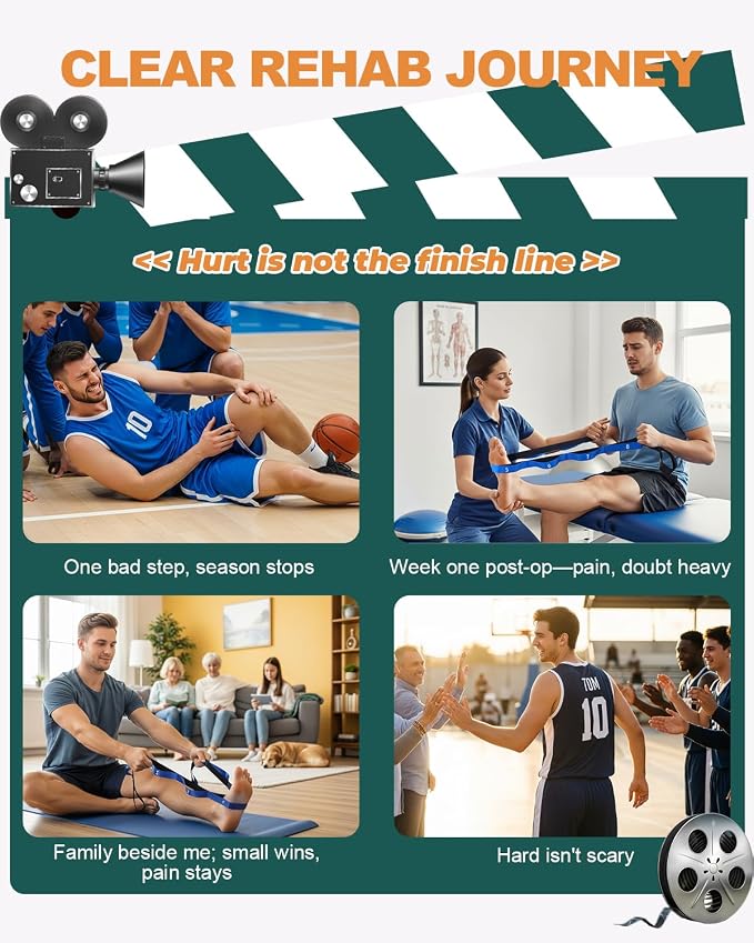 Trideer Non-Elastic Stretching Strap with Loops for Physical Therapy & Rehab, Knee Hip Leg ROM Post-Surgery, Yoga Strap for Stretching, Leg Lifter Strap Mobility Aid, Hamstring Calf Back