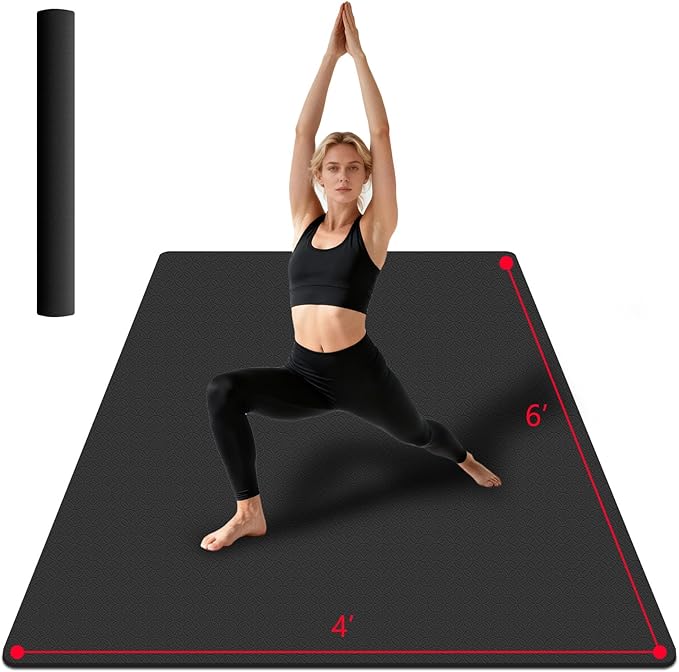VTORY Extra Large Yoga Mat 6'x 4', (6mm /8mm), Thick Workout Mat | Non-Slip, Durable Exercise Mat for Home , Yoga, Pilates, Stretching