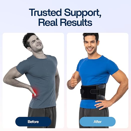 Back Brace for Lower Back Pain Relief | Sciatica Lumbar Support Belt for Men & Women, Adjustable Back Support Brace for Work & Daily Use, All-Day Comfort & Heavy-Duty Compression (Large (38-42.9"))