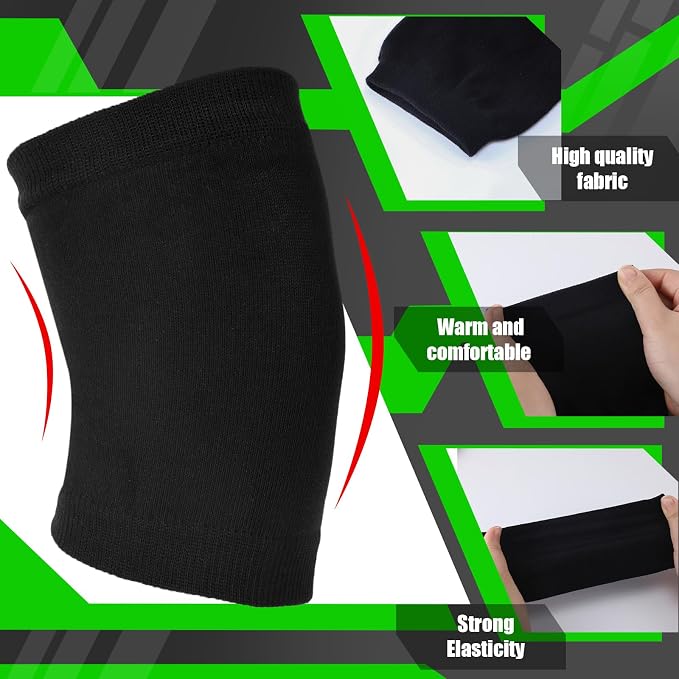 Geyoga 4 Pairs Knee Warmers for Women Men Breathable Leg Warmers Knee Brace Pad Leg Compression Sleeve for Cycling Running(White, Black,Medium)