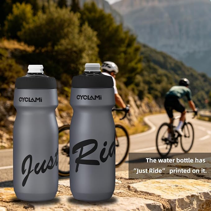 Bike Water Bottle 22oz/650ml Cycling Squeeze Water Bottle BPA Free Leakproof Easy-Squeeze Sports Bottles for Bicycle Gym Camping Hiking Truth Grey