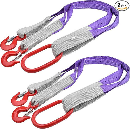 2 PCS Lifting Slings Straps with Hooks - 3.3 FT, 4409LB Pounds Capacity, Polyester Bridle Sling, Heavy Duty Two Leg Rigging Strap for Engines, Cranes, Hoists, Truck