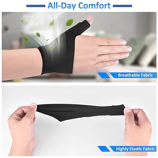 Thumb Wrist Brace Compression Stabilizer Thumb Support Spica Splint for Carpal Tunnel, Arthritis, Tendonitis and TFCC Pain Relief - Women & Men - Fits Left or Right Hand - Breathable, Soft Large